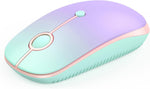 seenda Bluetooth Mouse - Dual Mode (Bluetooth 4.0 + 2.4GHz) Mouse with USB Receiver, Wireless Slim Portable Multi-Device Mice for iPad, MacBook, Laptop, PC (Gradient Mint Green to Purple)