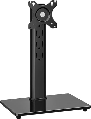 Single Computer Monitor Stand for 13-32 inch Screen, Height Adjustable Monitor Stand, Free Standing Monitor Desk Stand with Swivel, Tilt and Rotation VESA Mount, Black