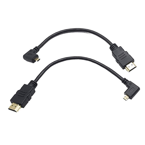 Seadream Angled Micro HDMI to HDMI Cable 8inch 90 Degree Angle Micro HDMI Male to HDMI Male Cable Connector (2pcs:1pcs Left Angled+1pcs Right Angled)