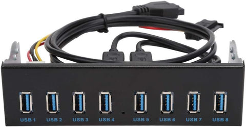 USB3.0 8 Port HUB Optical Drive Panel 19PIN 8 Port Hub Optical Drive Extension Front Panel Adapter for PC Computer, Extension Drive Front Panel