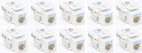 RiteAV RJ11 (Cat3) Keystone Jack White Punchdown (10 Pack)