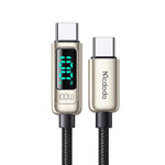 mcdodo USB C to USB C Cable Type C Charger Fast Charging Cable with LED Display C Type Fast Charging 4ft Cable Nylon Braided USB-C Cord for Samsung iPad Pro MacBook Google Pixel LG