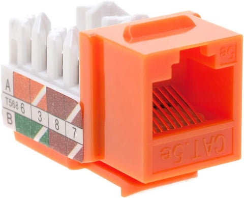 Cat5e Ethernet RJ-45 Keystone Jack Cat5 Punch-Down Network Orange - Choose a Pack of 5/10/20/30 (30)