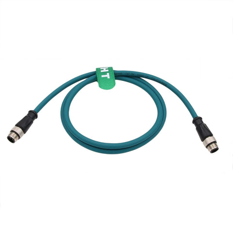 HangTon Sensor Ethernet Data Cable M12 D-Coded 4 Pin to 4 Pin for Cognex Sick Profinet EtherCat Automation Industrial Network CAT5e Flexible Shield Waterproof 1M