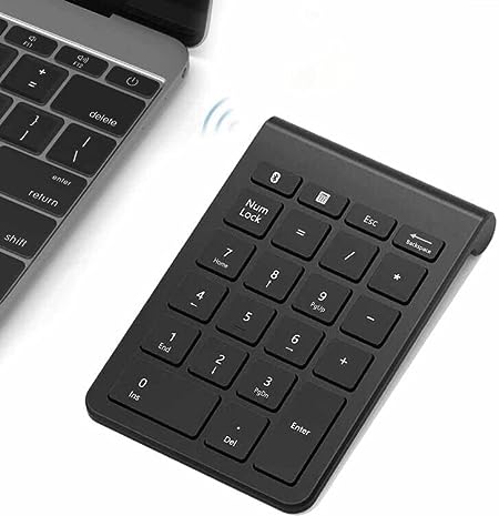 Bluetooth Number Pad, Acedada Portable Slim 22-Key Wireless Bluetooth Numeric Keypad for Financial Accounting Data Entry, Advanced 10 Key for Laptop, Notebook, Desktop, PC, Surface Pro, etc - Black