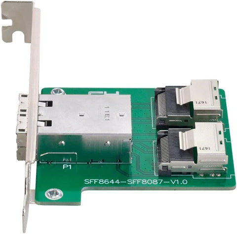 ChenYang CY SFF-8644 Mini SAS HD Dual Ports to Internal Mini SAS SFF-8087 PCBA Female Adapter with Low Profile Bracket