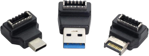 ChenYang CY Front Panel Header USB 3.1 Type-E Female to USB 3.0 Type-A & Type-C USB-C Type-E Male Motherboard Extension Data 90 Angled Adapter 1Set/3Pcs