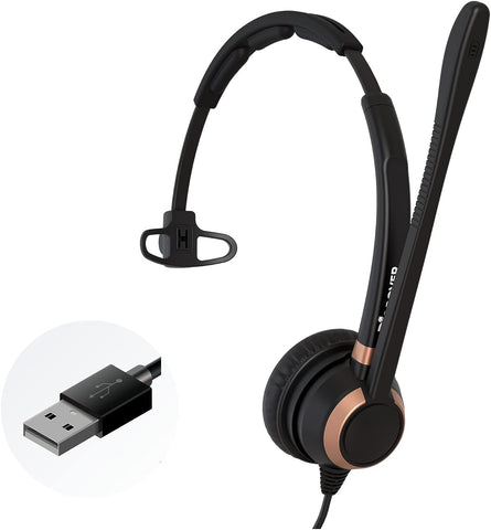 Discover D711U Professional Single Speaker Wired USB Headset for PC, Laptop, Mac | Compatible with Microsoft Teams, Voice Dictation, RingCentral, Avaya, Five9 and More