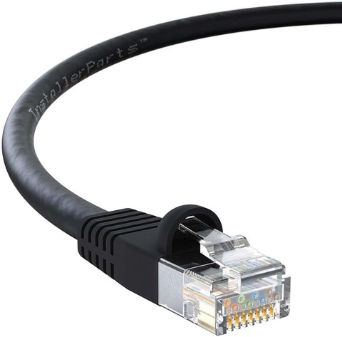 InstallerParts CAT6 Cable UTP Booted [Black] - [20 FT] - [10 Pack] - Professional Series - 10Gbps, Cat6 Patch Cable, Cat 6 Patch Cable, Cat6 Ethernet Cable, Network Cable, Internet Cable