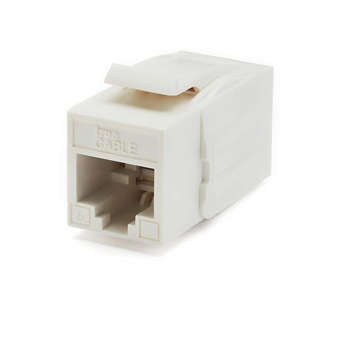 trueCABLE Cat6 Keystone Jack Coupler, Unshielded (UTP), PoE++ (4PPoE), UL Listed, ETL Verified, ANSI/TIA 568-2.D Cat 6 Performance Compliant, Female to Female RJ45 Couplers, White, 2 Pack