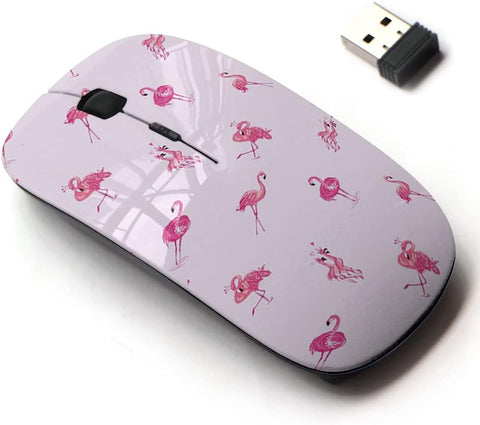 2.4G Wireless Mouse with Cute Pattern Design for All Laptops and Desktops with Nano Receiver - Pink Tropic Pattern Flamingo