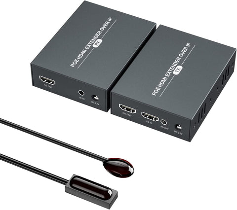 PWAY 150m HDMI Extender by Cat5e/6 HDMI Over IP One to Many Extend 1080p Signal Long Distance with IR & Loopout