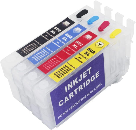 yigo Refillable Ink Cartridges Replacement for Epson 802XL 802 T802XL T802 (NO CHIP) to use with Workforce Pro WF-4740 WF-4730 WF-4720 WF-4734 EC-4020 EC-4030