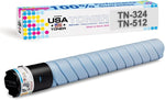 MADE IN USA TONER Compatible Replacement for Konica Minolta TN324, TN512, bizhub C258, c308, c368, c454, c554, C454e, C554e (Cyan, Yellow, Magenta, 1 Cartridge)