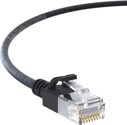 InstallerParts Ethernet Cable CAT6A Slim Cable UTP Booted 10 FT (10 Pack) - Black - Professional Series - 10Gigabit/Sec Network/High Speed Internet Cable, 550MHZ, 28AWG