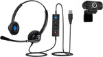 TruVoice VoicePro 20 USB Headset with Noise Canceling Microphone and 1080P Webcam Bundle (Double Ear Headset with USB Connection and Webcam in one Package)