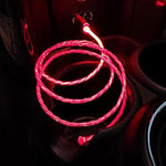 LED Fast Charger. Glow in The Dark. USB. Compatible with Smart Phones 13 12 Mini Pro Max SE 11 Xs Max XR X 8 7 6 Plus 5S iPad Pro Air pods (6FT) (Pink Wire, Glows RED)