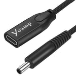 Yoamp Female USB C Charge Cable for Dell Laptop Charger 19.5v 3.33a 65w 2.31a 45w Small tip with pin, USB C to Smart Tip Adapter Converter Charging Cable for Dell Power Supply (Nylon Braided)