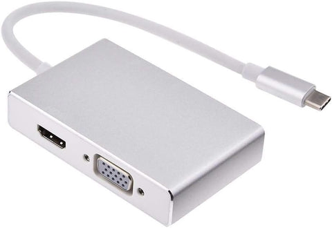 axGear USB 3.1 Type C to HDMI VGA 3 Port USB 3.0 HUB Converter Adapter