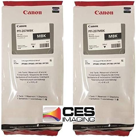 Canon 2 PFI-207MBK 300ml Matte Black Ink Cartridges in Retail Package