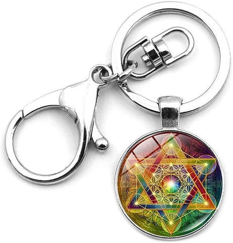 NEPOMI Star of David Keychain For Women Men,Magen David Hexagram?Key Ring for Home Car Keys Attachment, Scared Geometry Key Holder Gift, Zinc Alloy Religious Key Chain Organizer Come Gift Box