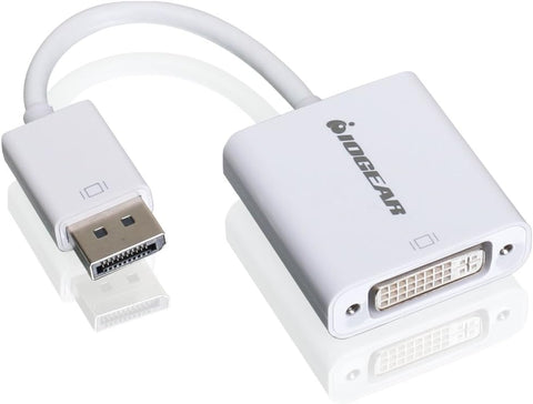 IOGEAR DisplayPort (M) to DVI (F) Adapter - DisplayPort 1.1a 1.62 Gbps and 2.7 Gbps - DVI 1.0 up to 1.65 Gbps - GDPDVIW6