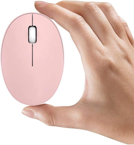 TENMOS Mini Rechargeable Wireless Mouse, 2.4GHz Optical Travel Mouse Slient Wireless USB Computer Mouse for Kids/Girls, Auto Sleeping, 3 Buttons, 1000 DPI Compatible with Laptop, PC, Computer (Pink)