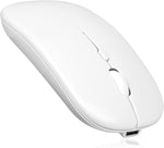 2.4GHz & Bluetooth Mouse, Rechargeable Wireless Mouse for Samsung Galaxy Tab A 10.1 (2019) Bluetooth Wireless Mouse for Laptop / PC / Mac / iPad pro / Computer / Tablet / Android - White