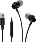 DUNGZDUZ USB Earbuds Headphones for Computer, Noise-Isolation in-Ear Earphones with Microphones, USB DAC & 1.8M Cord, Universally Compatible with Laptop, Desktop PC, Mac, BSU-02B