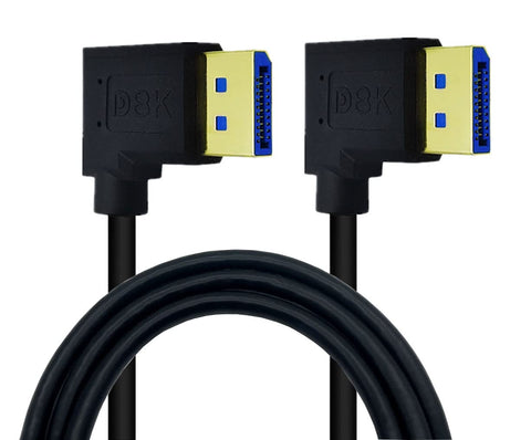 Displayport 1.4 Cable 8K@60Hz, Dafensoy 90 Degree Right Angled Displayport Male to Right Angled Displayport Male Cable, Support 8K/60Hz, 4K/144Hz Audio Video Speed up to 32.4Gbps (3.3Feet/1M)