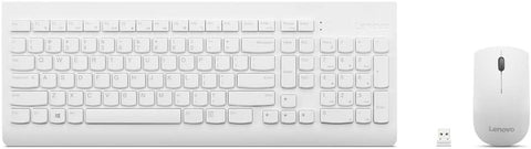 Lenovo 510 Wireless Combo with 2.4 GHz USB Receiver, Slim Full Size Keyboard, Full Number Pad, 1200 DPI Optical Mouse, Left or Right Hand, GX30W75336, White