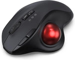 KKUOD 2.4G+Dual Bluetooth Wireless Trackball Mouse, 3-Device Connection Ergonomic Mouse, Rechargeable Ergo Mouse with USB-C Port and 3 DPI, Thumb-Operated Mouse for PC Computer Laptop Tablet