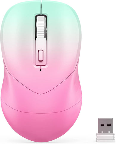 Wireless Mouse, Mouse Jiggler for Laptop - USB Laptop Mouse with Undetectable Random Movement Jiggler Mode for Computers - Gradient Pink