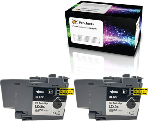 OCProducts Compatible Ink Cartridge Replacement for Brother LC404 2 Pack for DCP-J1200 MFC-J1205W MFC-J1215W (2 Black)