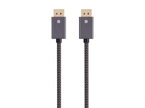 Monoprice DisplayPort 1.4 EasyPlug Nylon Braided Cable - 12 Feet - Gray | Up to 32.4 Gbps, 8K@60Hz, DPCP, HDCP, 3D Video, HBR3, DSC 1.2