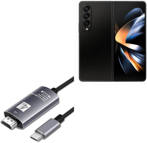 BoxWave Cable Compatible with Samsung Galaxy Z Fold 4 (Cable by BoxWave) - SmartDisplay Cable - USB Type-C to HDMI (6 ft), USB C/HDMI Cable for Samsung Galaxy Z Fold 4 - Jet Black