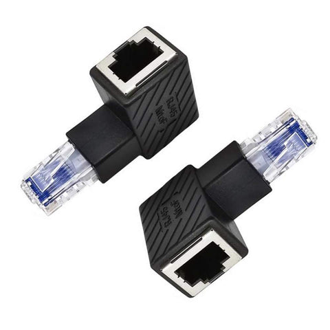 Kework 2 Pack Network RJ45 Extender, 90 Degree Downward Angle Ethernet LAN RJ45 Male to Female Extension Adapter Connector for Cat5 Cat5e (RJ45 Down)