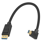 Duttek 8k Mini Displayport to Displayport 1.4a Cable, 90 Degree Extreme Thin Left Angled Mini Dp Male to Dp Male Cable, Support Bi-Directional Transmission with Gold-Plated.1FT/30cm