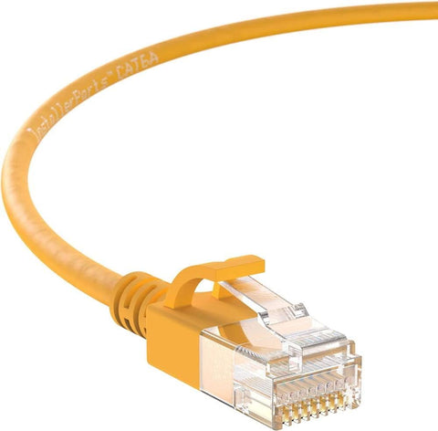 InstallerParts Ethernet Cable CAT6A Slim Cable UTP Booted 7 FT (10 Pack) - Yellow - Professional Series - 10Gigabit/Sec Network/High Speed Internet Cable, 550MHZ, 28AWG