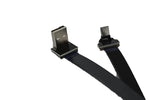 Long Flat Slim Thin Ribbon Micro USB Male 90 Degree Angled to Standard USB A Male 90 Degree Angled for sync and Charging Black (40CM Micro USB 1 to Standard USB A Down)