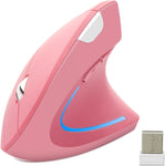 Wireless Vertical Mouse 2.4G Wireless Ergonomic Vertical Mouse High Precision Optical Cordless Lightweight Gaming Mice with 3 Adjustable DPI 800/1200/1600 for PC/Laptop/Desktop/Mac,6 Buttons (Pink)