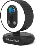 WEWATCH PCF3 1080P FHD Webcam, Video Webcams with 2 Microphone and Ring Light, Auto Focus, Privacy Cover, H.264 Encoding Web Camera for Video Chatting, Live Streaming, Online Education (Black)