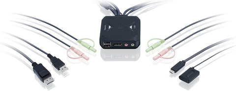 IOGEAR KVM 2-Port 4K Switch with DisplayPort, USB-C and Audio - GCS82DPC