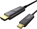 huaham Fiber Optic USB C to HDMI Cable 25ft, Type C to HDMI 2.0 Cable 4K@60Hz, Thunderbolt 3&4 Compatible with MacBook Pro/Air, Surface Go, Tablets, Laptops