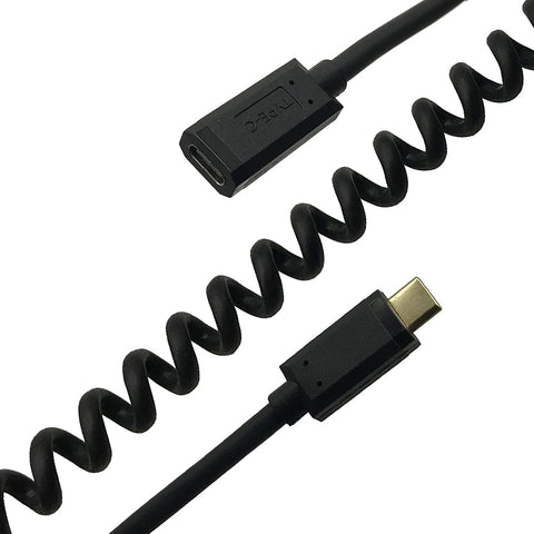 MMNNE Coiled USB C Extension Gen2 Cable, 60W Fast Charge, USB Type-C Male to Female Cable 7.5Gbps, Support 4K Video, Stretched 1.3 to 6 Feet (6FT Straight)