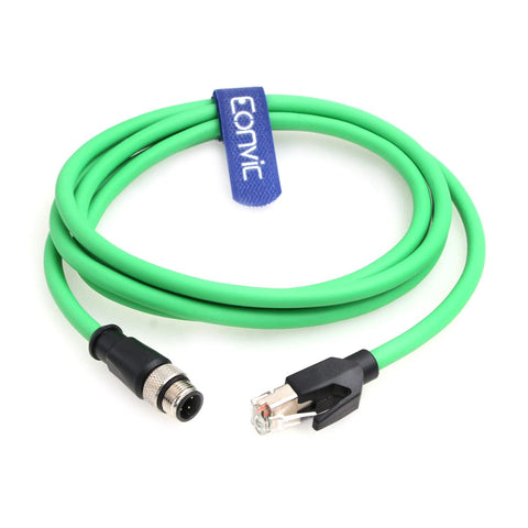 Eonvic M12 4-pin Male to RJ45 E4 Plug High Flex Cat5e Industrial Ethernet Cable Dynamic PUR