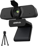 2K PC Webcam with 2 Speakers & Built-in Microphone, Desktop Computer USB Camera with Privacy Cover and Tripod, Noise Reduction,110-degree Wide Angle, Plug and Play for Live Streaming, Online Class