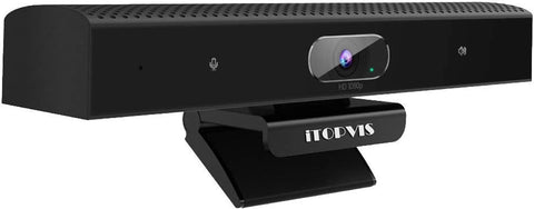 iTOPVIS 3-in-1 Full HD 1080P Conference Webcam with Microphone and Speaker, Wide Angle USB Video Conference Camera for Mac, PC, Laptop, Desktop(Black)