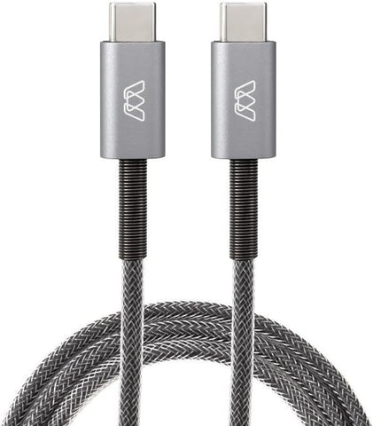 Sewell MOS Spring USB-C Cable - USB-C to USB-C, Deep Grey, 1 ft,SW-32990-1