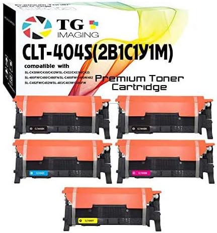 5-Pack TG Imaging (2xB+CYM) Compatible Toner Cartridge Replacement for Samsung CLT-404S CLT404S (5-Pack, Extra Black) CLT-K404S Work for SL-C430W C480FW C480FN C430 C430W Toner Printer